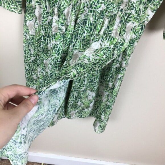 [Cabi] Green Tropical Leaf Print Wrap Dress - Picture 7 of 8